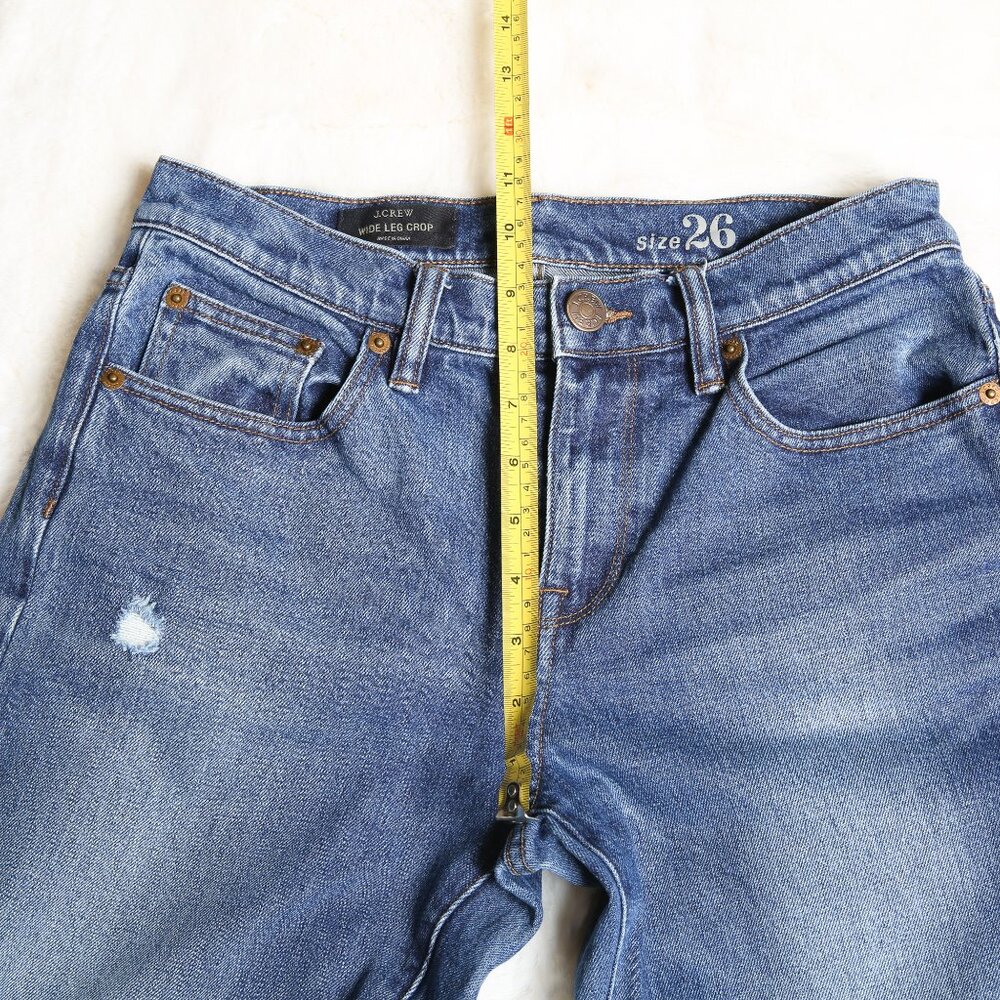 J. Crew Wide Leg Crop Distressed Jeans Size 26 - Picture 12 of 13